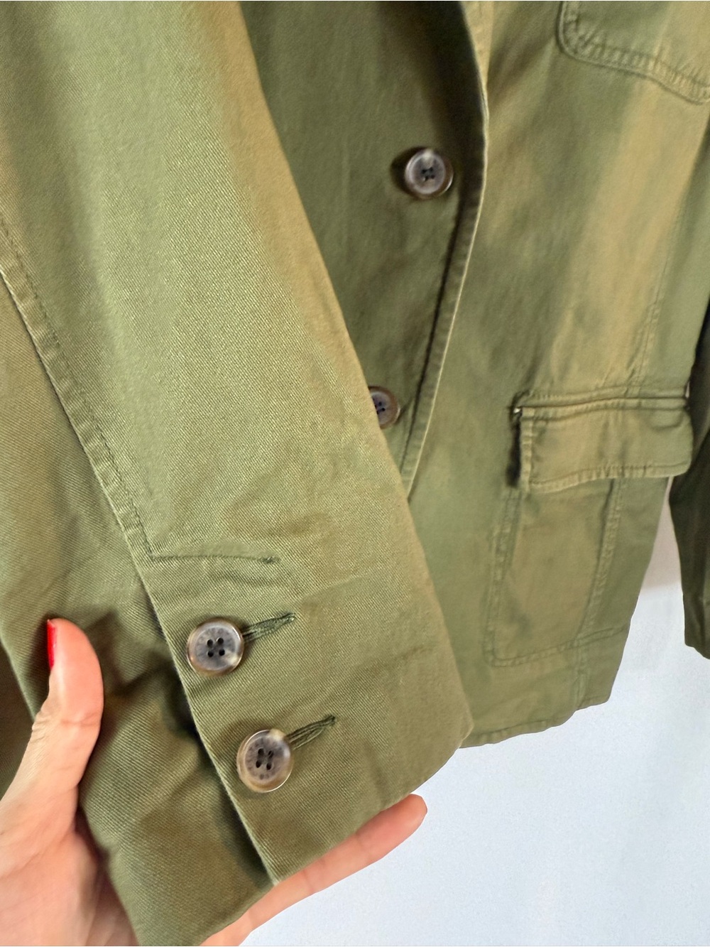 Talbots Olive Green Women's Tailored Cotton Blazer Jacket CASUAL WASHED BLAZER - Picture 7 of 16